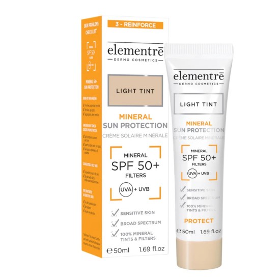 ELEMENTRE MINERAL SUN PROTECTION SPF50+ LIGHT - Cremă de protecție solară minerală LIGHT SPF50+ 50ml