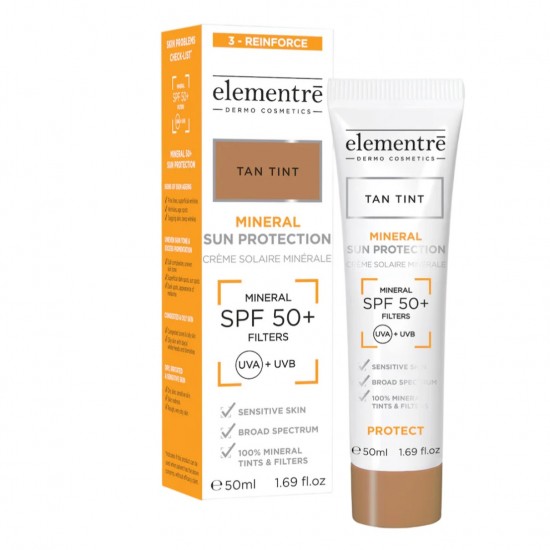 ELEMENTRE MINERAL SUN PROTECTION SPF50+ TAN - Cremă de protecție solară minerală Tan SPF50+ 50ml